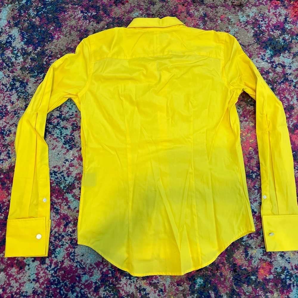 Ralph Lauren Bright Yellow Button Down Shirt Cuff links 2 slim fit - Picture 9 of 9
